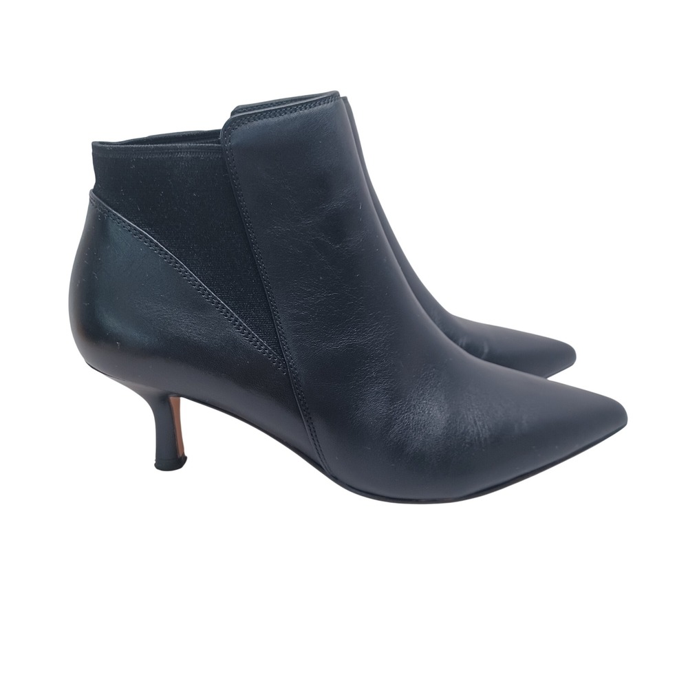 Clarks Black Leather Pointed Toe Kitten Heel Ankle Boots Violet 55 Womens US 7.5
